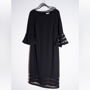 Calvin Klein Black Sheer-Stripe Sheath Dress